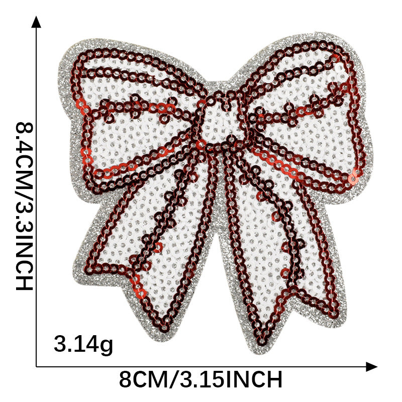 4 pcs Sports sequins bow patch