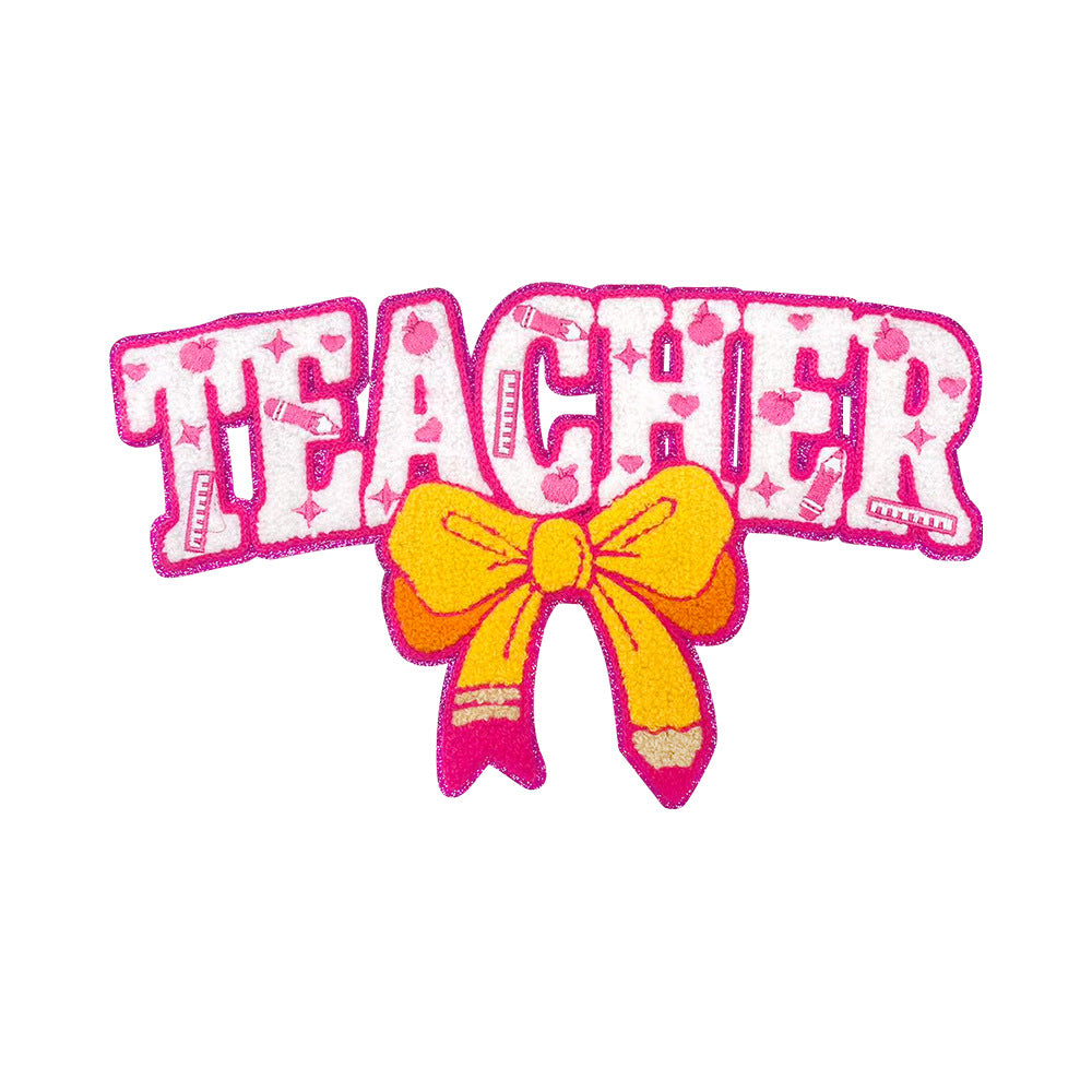 Pink Bow Teacher Education Element DIY Patches