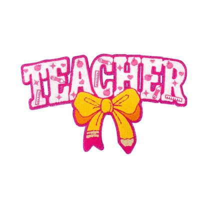 Pink Bow Teacher Education Element DIY Patches