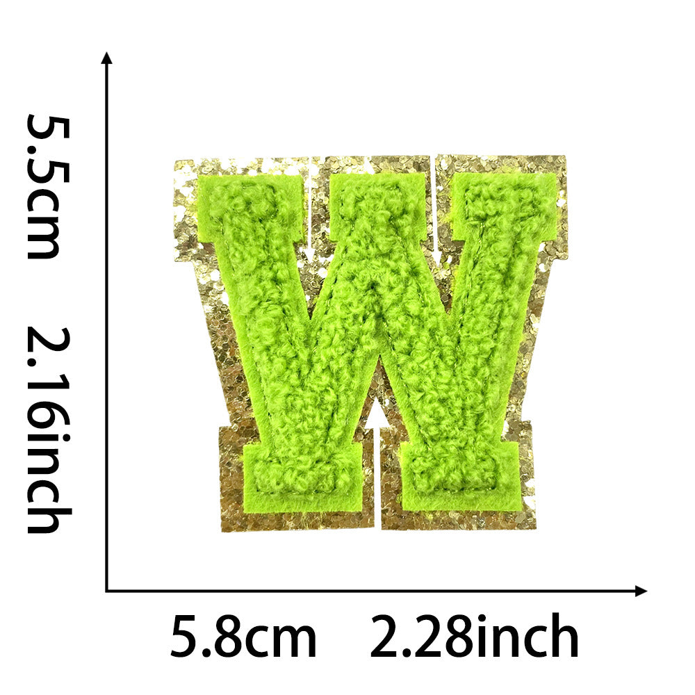 5.5Cm chenille gold leather, a set of 26 English letters A-Z