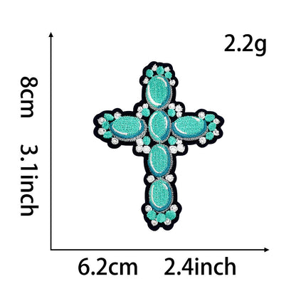 Turquoise series lake green bow spade western cowboy cowgirl iron patch