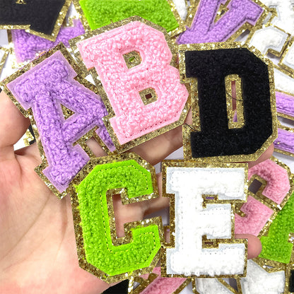 5.5Cm chenille gold leather, a set of 26 English letters A-Z