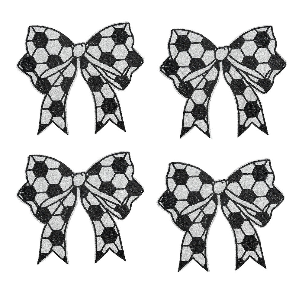 Sports soccer bow glitter side bow Patches
