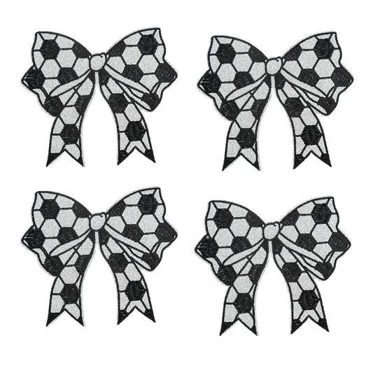 Sports soccer bow glitter side bow Patches