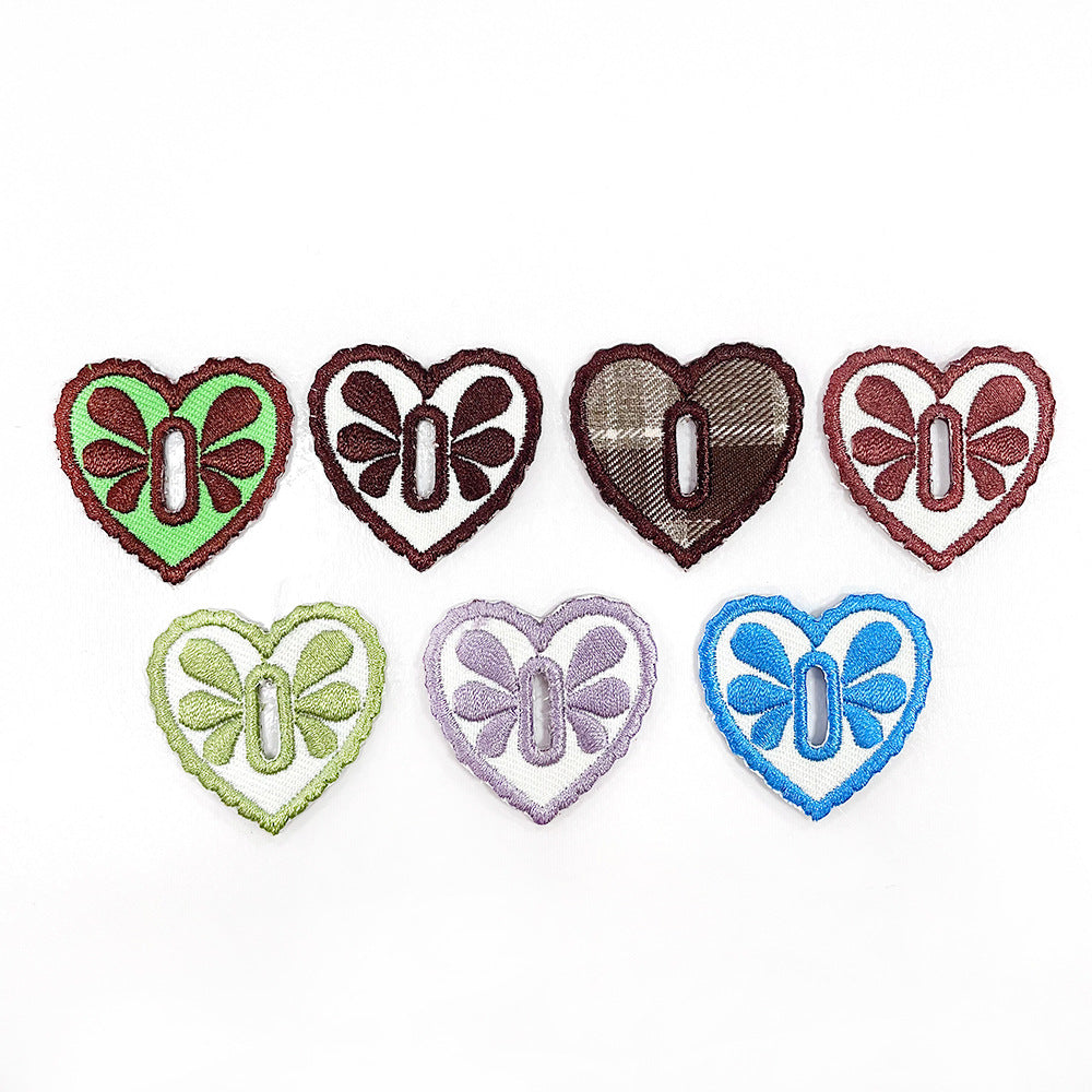 heart buttons DIY clothes decoration accessories, hand-embroidered pattern buttons