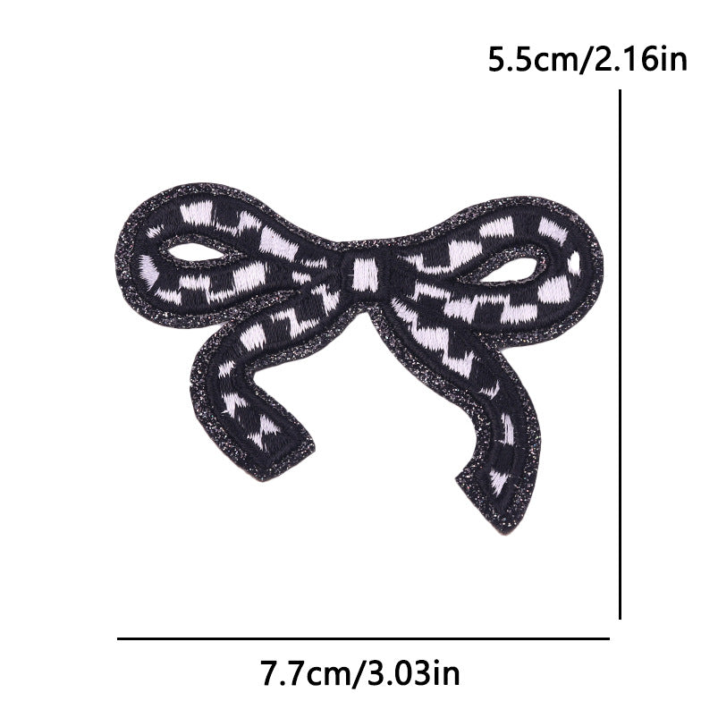 New Bow Glitter Embroidery Cloth Sticker Hot Sale Punk Skull Finger Horseshoe Patch