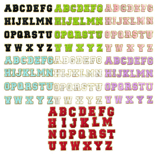 5.5Cm chenille gold leather, a set of 26 English letters A-Z