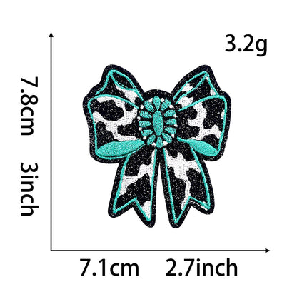 Turquoise series lake green bow spade western cowboy cowgirl iron patch