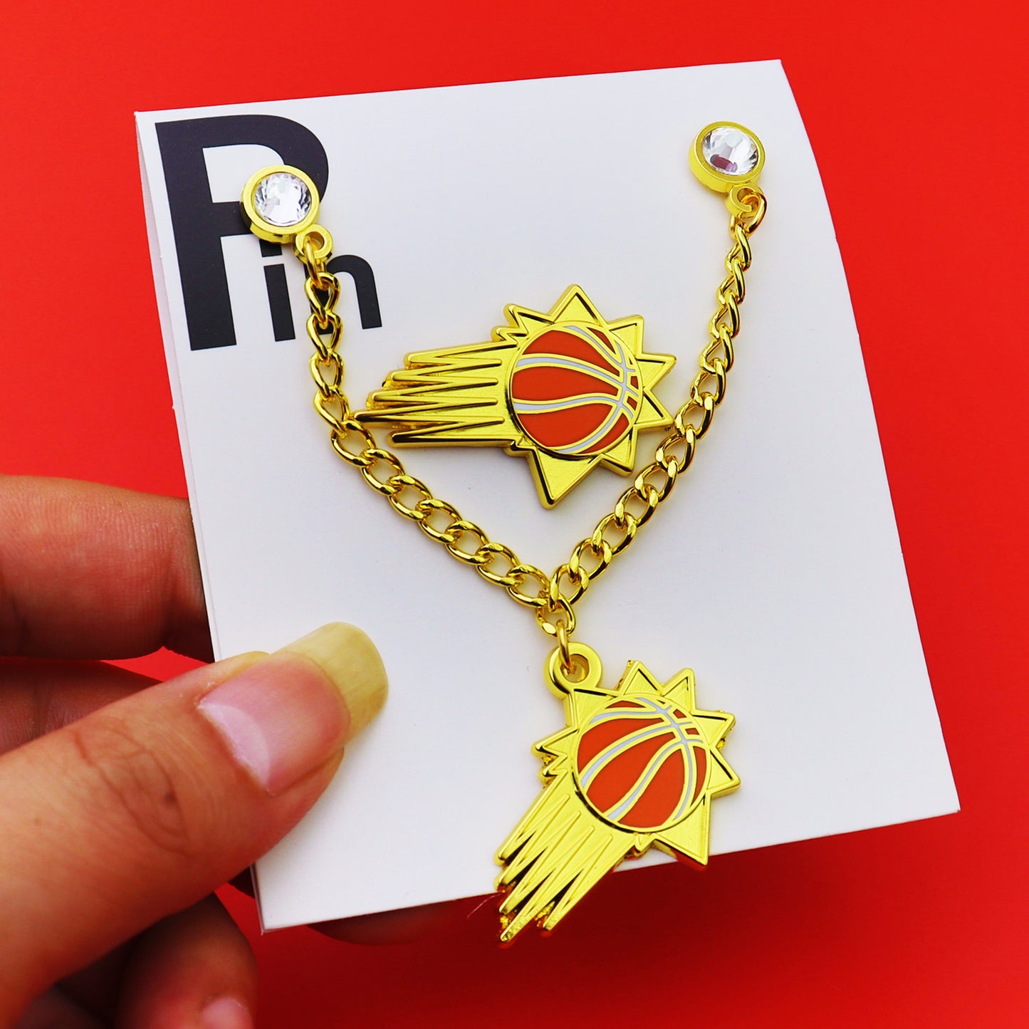 Metal Basketball Chain Hat Pins