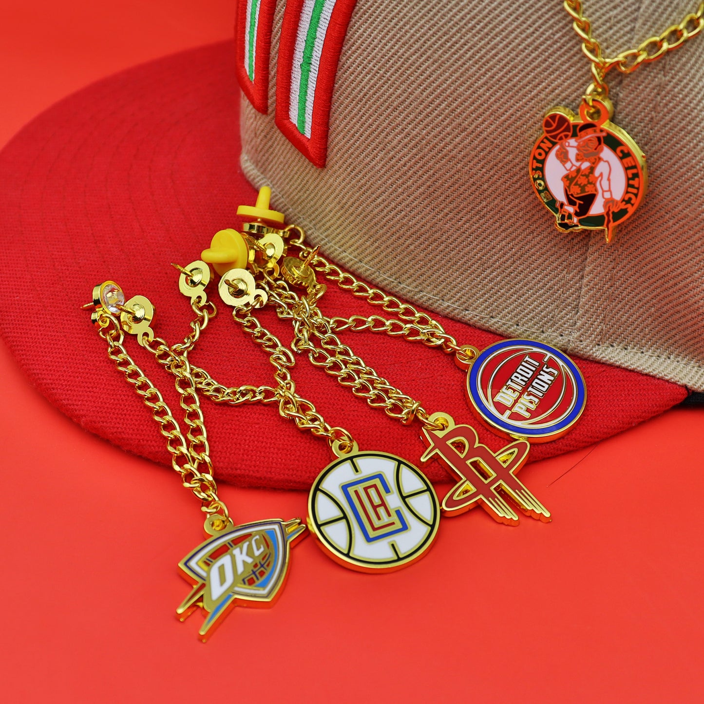 Metal Basketball Chain Hat Pins