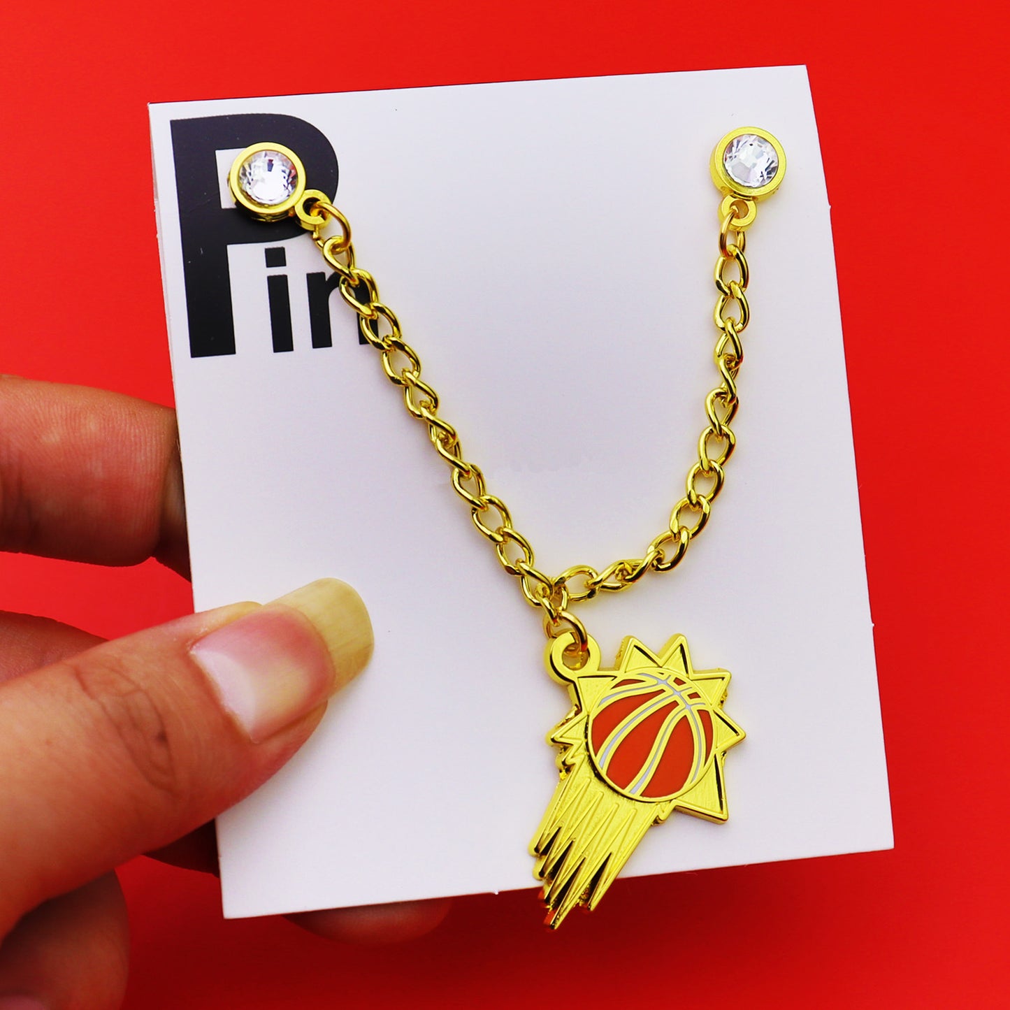 Metal Basketball Chain Hat Pins