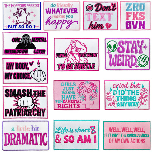 funny phrase rectangular patches