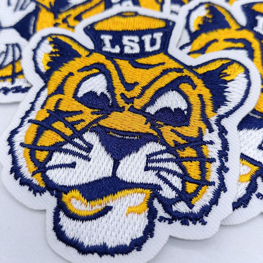 LSU Tiger Head Patch Adhesive Embroidery patch - Clpatch