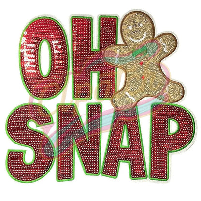Oh snap gingerbread man sequins embroidered patch - Clpatch