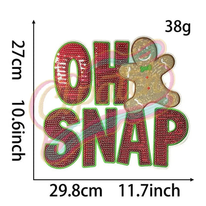 Oh snap gingerbread man sequins embroidered patch - Clpatch