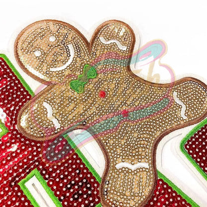 Oh snap gingerbread man sequins embroidered patch - Clpatch