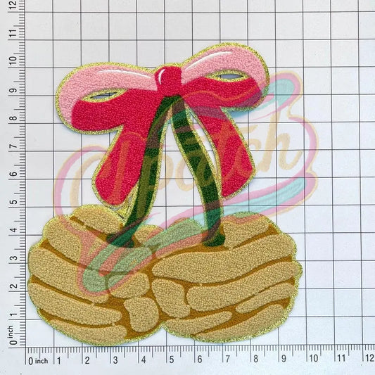 Pink Concha cherry Mexican Sweet Bread chenille embroidery patch - Clpatch