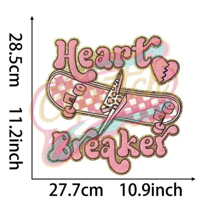 Pink Heart Breaker skate girl chenille embroidery patch - Clpatch