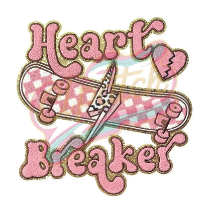 Pink Heart Breaker skate girl chenille embroidery patch - Clpatch