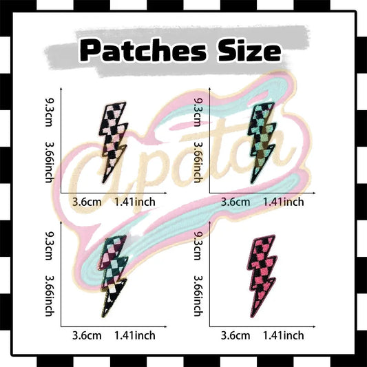 Plaid lightning chenille adhesive embroidered cloth with gold trim - Clpatch