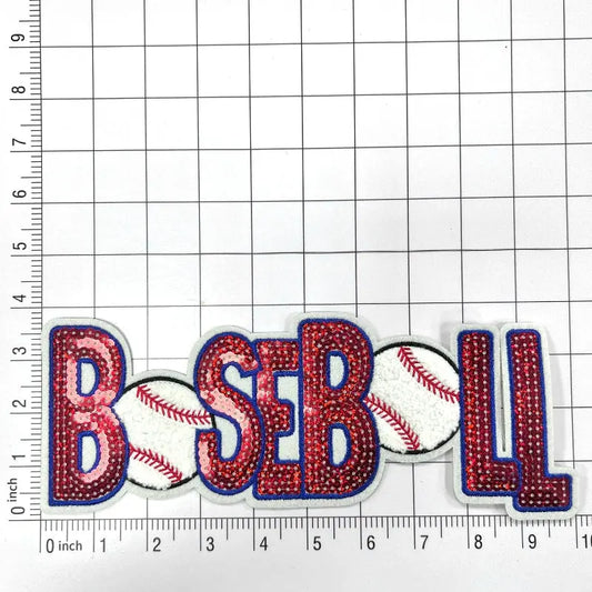Red Baseball sequins embroidery patch Clpatch   huge range of embroidery patch