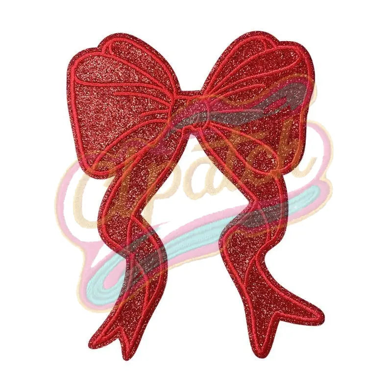 Red Multi-layer side bow spakly embroidered patch - - – Clpatch