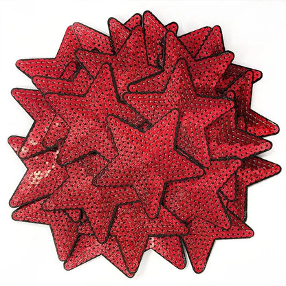 Red Star Sequin Embroidered Patch Clpatch   huge range of embroidery patch
