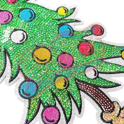 Sequins Christmas Tree Multicolor chenille adhesive embroidery patches - Clpatch