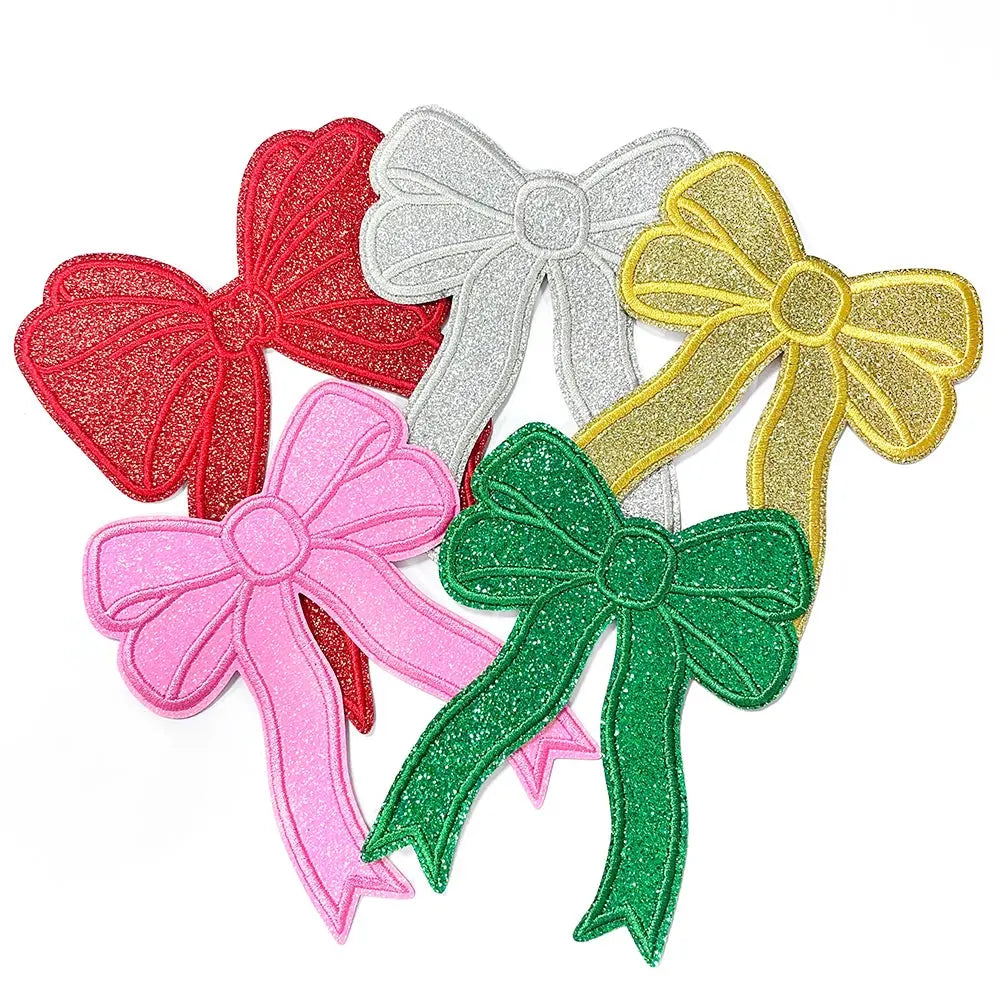 Side bow sparkly embroidery patch Clpatchhuge range of embroidery patch