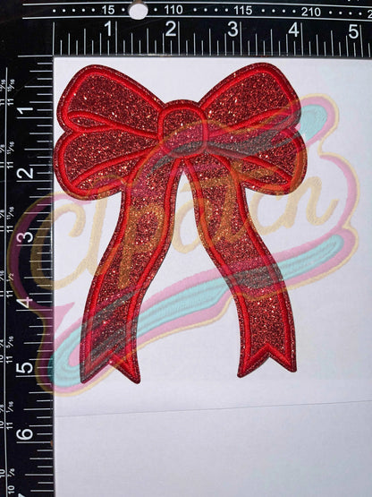 Side bow sparkly embroidery patch - Clpatch