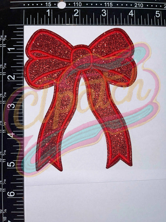 Side bow sparkly embroidery patch - Clpatch