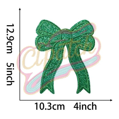 Side bow sparkly embroidery patch - Clpatch