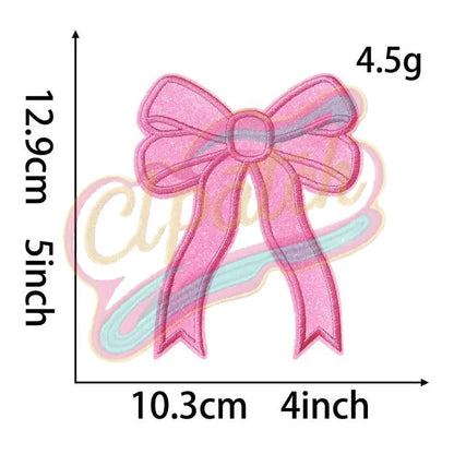 Side bow sparkly embroidery patch - Clpatch