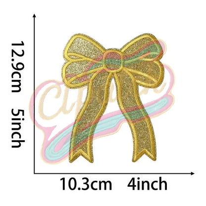 Side bow sparkly embroidery patch - Clpatch