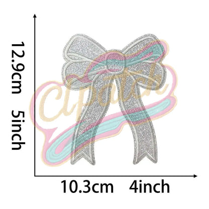 Side bow sparkly embroidery patch - Clpatch