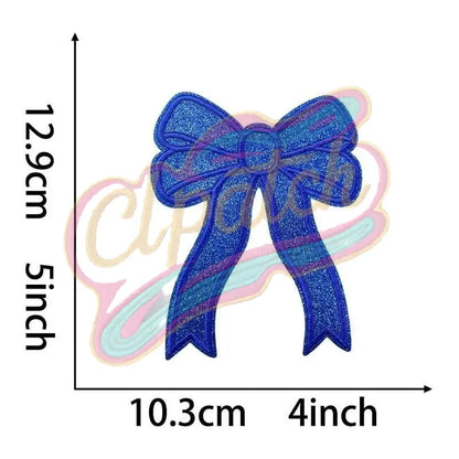 Side bow sparkly embroidery patch - Clpatch