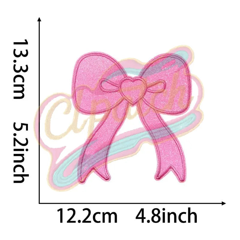 Side love bow sparkly embroidered patch - Clpatch