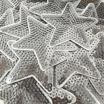 Sliver Star Sequin Embroidered Patch Clpatch   huge range of embroidery patch