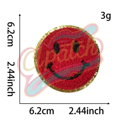 Smile Face chenille embroidery patch with gold edge - Clpatch
