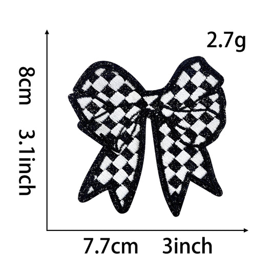 Soccer checkered bow glitter Patches