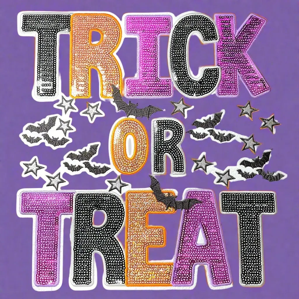 Sparkly Large Trick or Treat Halloween for DIY bag-cloth patches - Clpatch