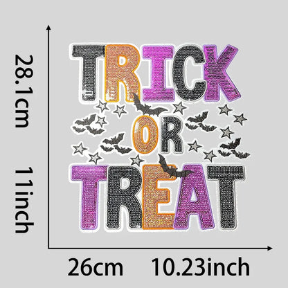 Sparkly Large Trick or Treat Halloween for DIY bag-cloth patches - Clpatch
