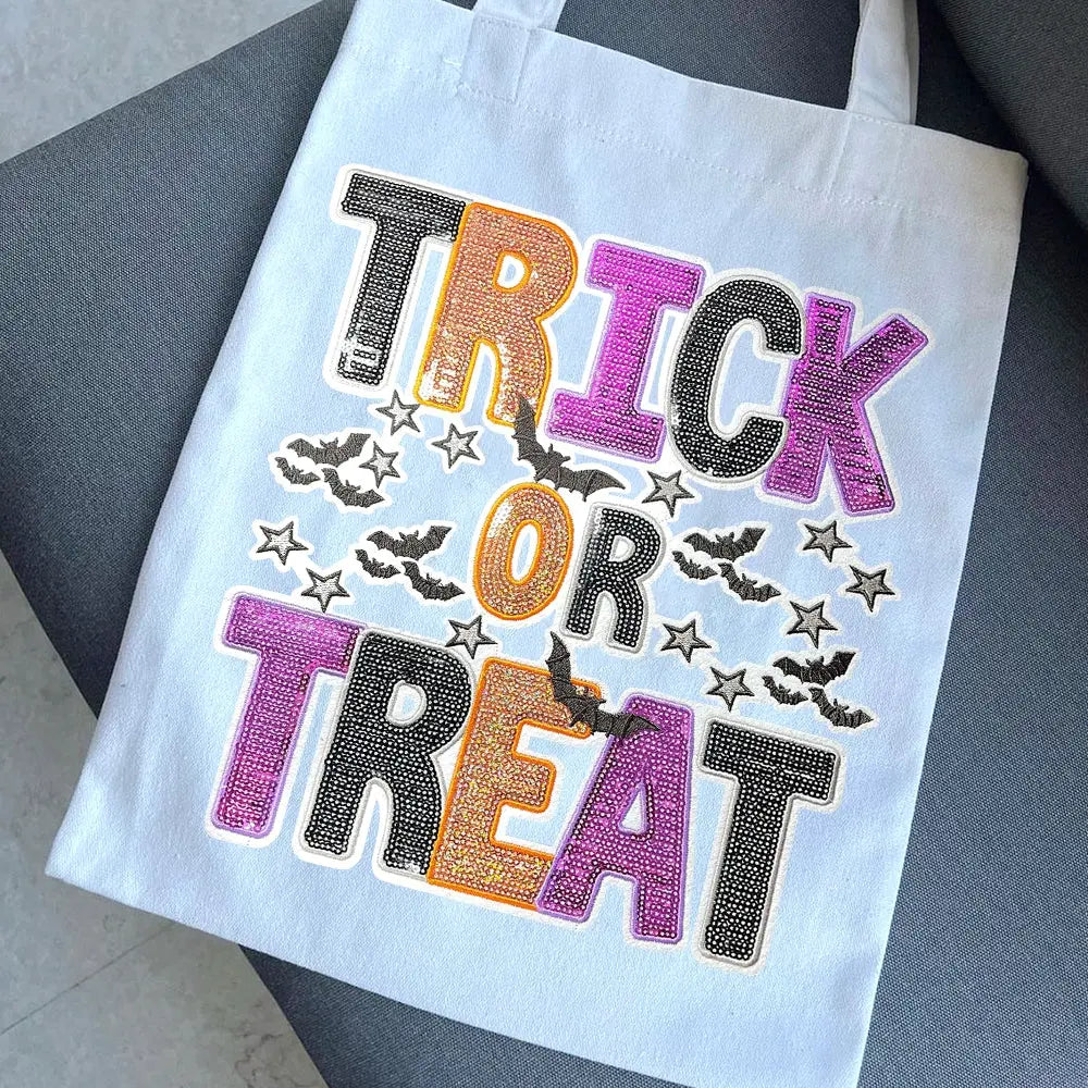Sparkly Large Trick or Treat Halloween for DIY bag-cloth patches - Clpatch