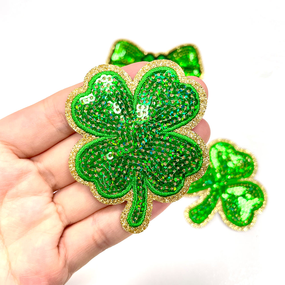 Holiday St. Patrick Sequin shamrock green Patches