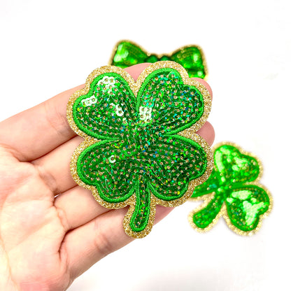 Holiday St. Patrick Sequin shamrock green Patches