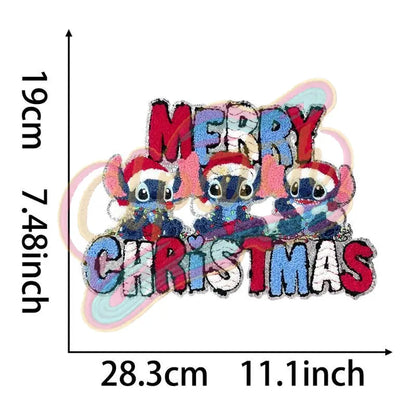 Stitch Christmas sequins Chenile embroidery Patch - Clpatch