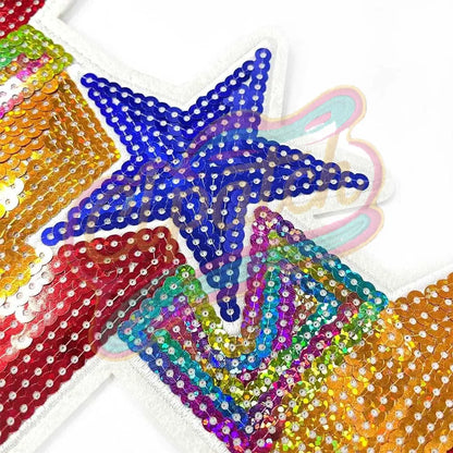 Texas Block Letter H sequins embroidery Patch Varsity Jacket Sew On - Clpatch