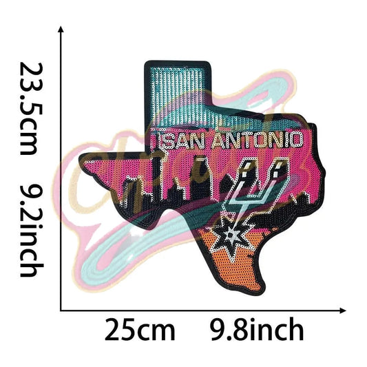 Texas San Antonio Spurs baseball sequins embroidery patch - Clpatch