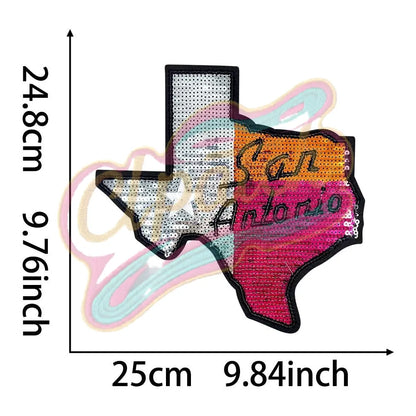 Texas San Antonio sequins embroidery patch - Clpatch