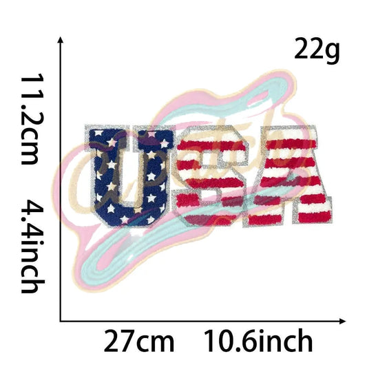 USA Chenille Large adhesive patches with sliver broder - Clpatch